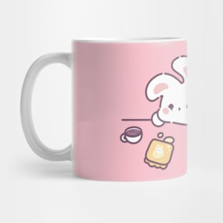 Cute bunny lazy working and daydreaming about food Mug